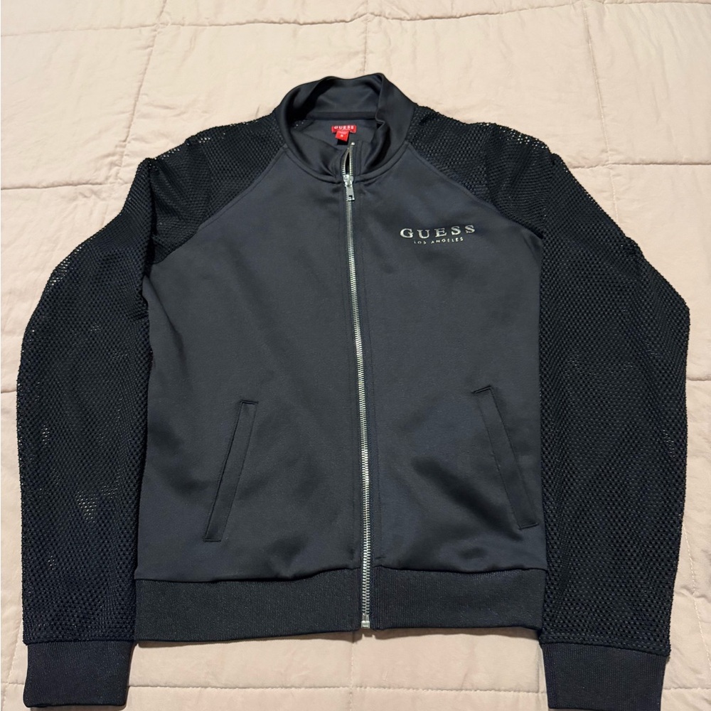Guess Women Black Jacket with Mesh Sleeves